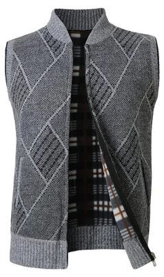 Produktbild von Strickweste – Herren – Durchgehender Reißverschluss – Gefüttert – Slim Fit – Herbst und Winter