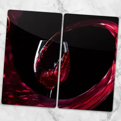 Produktbild von Glas-Herdabdeckplatten Glaskeramikkochfeld-Abdeckung Spritzschutz Glas 2x30x52 cm - Wein