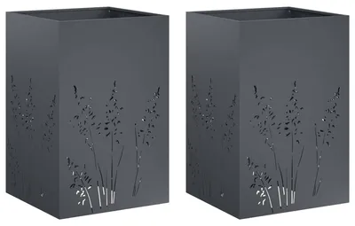 Image de vidaXL Jardinières pour plantes, lot de 2, anthracite, 50 x 50 x 75 cm