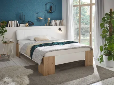 Produktbild von Bett "Lino" in Artisan Eiche / Weiß. Abmessungen (BxHxT) 145x81x214 cm