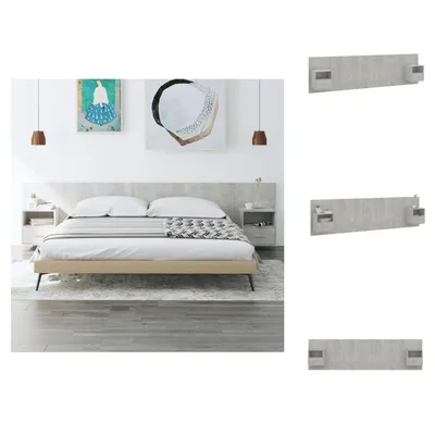 Immagine prodotto di vidaXL Testata con comodini in cemento grigio a base di legno - Testate e piedi