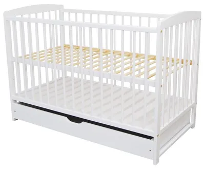 Zdjęcie produktu dla Łóżeczko ANDRZEJ z szufladą 120x60, kolor BIAŁY