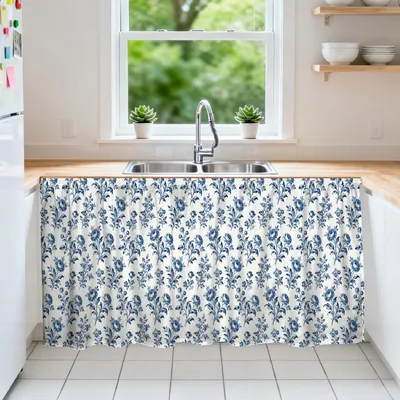 Immagine prodotto di Omgoods - Tende blu per armadi, 130 cm, motivo floreale vintage