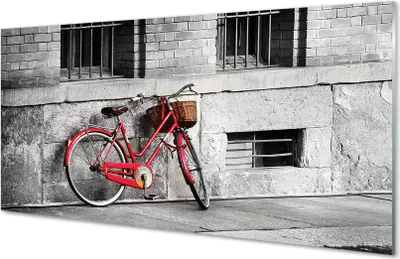 Produktbild von Glasbilder 140x70 Wandkunst Red Fahrrad mit einem Korb