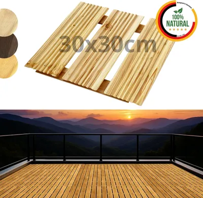 Produktbild von Floranica Holzfliese 1 Stk. 30 x 30 cm Natur Terrassenfliese Lärchenholz Balkonfliesen Trittplatten