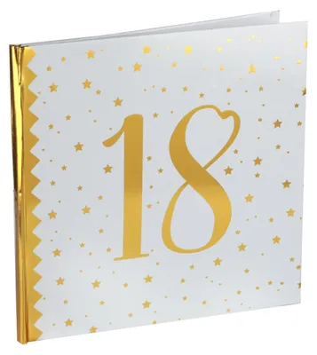 Gästebuch 18. Geburtstag, 24x24 cm, weiß-gold, 10 Seiten