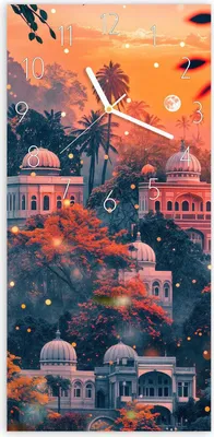 Produktbild von Wanduhr aus Glas mit Motiv Traumhafter Tempel- 30 x 60 cm - inkl. Aufhängesystem