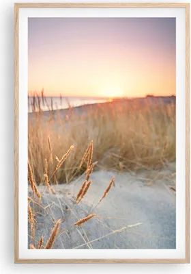Produktbild von Gerahmtes Poster - Rahmen in heller Eiche - Sonne Vögel Sand - 61x91,5 cm - Wand Bild - Wanddeko - Wandbilder - Kunstposter - Wandposter - Bilderrahmen - Bilder - Kunstdruck - P2NPA61x91-4810