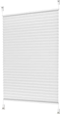 Produktbild von Plissee Faltrollo Jalousie Klemmfix ohne Bohren Alu Profil blickdicht Rollo weiß 35cm 70 - 100cm