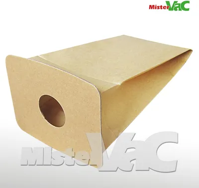 A brown paper vacuum cleaner bag with a circular opening on a light gray and white background.