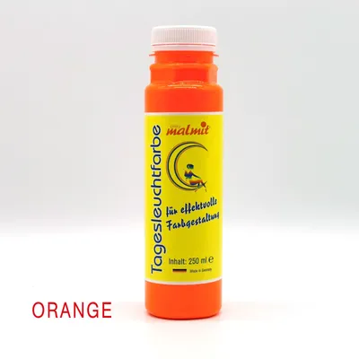 Produktbild von Tagesleuchtfarbe Orange 250ml, seidenmatt, auf Wasserbasis, gebrauchsfertig