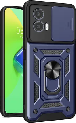 Produktbild von Hülle für Motorola Moto G53 mit Ring Ständer Halter Dia Kameraschutz TPU PC Hybrid Handyhülle Blau