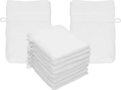 Produktbild von Betz 10 Stück Waschhandschuhe 16x21 cm PALERMO 100% Baumwolle Farbe: weiss