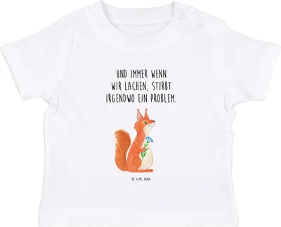 Produktbild von Mr. & Mrs. Panda  T-Shirt Eichhörnchen Blume 12. - 18. Monat - Weiß - Geschenk, Motivation Sprüche, Spruch Positiv, Baby Baumwollshirt, Spaß, Kinder, Lachen, Babyshirt