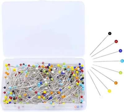 Imagen del producto de Alfileres redondos de acero inoxidable, 250 unidades, de 38 mm de longitud, con cabeza de vidrio, para uso artesanal