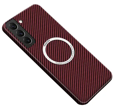 Obrázek produktu pro Pro Samsung Galaxy S25 5G MagSafe Design Ultra Thin Carbon Texture Case Red