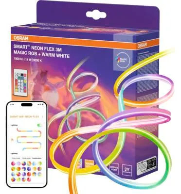 Produktbild von Osram Smart+ WiFi Neon Flex Magic RGB LED Strip 14W 1500 lm 3000 K 3 m mit Fernbedienung