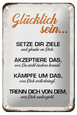 Produktbild von Blechschild Spruch 12x18cm glücklich sein glaube an dich