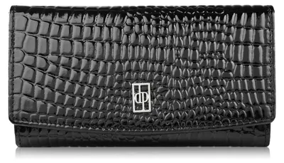 Produktbild von Damenleder Portemonnaie groß schwarz Kroko mit RFID Schutz Paolo Peruzzi AL-02-BL