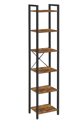 Immagine prodotto di Scaffale portaoggetti, libreria a giorno a 6 ripiani, stile vintage, marrone/nero, legno/metallo, 40 x 30 x 178,6 cm