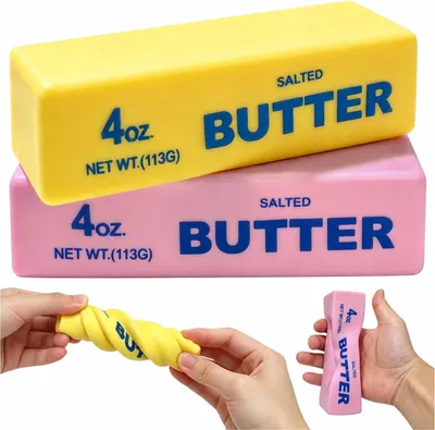 Produktbild von Butter Squishy Set mit 2 großen, weichen Squishies, die langsam ihre Form wiederfinden – Fidget-Spielzeug – Quetschspielzeug für Kinder