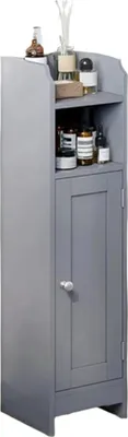 Image de Armoire de salle de bain étroite en MDF, dimensions 20 x 18 x 80 cm, couleur grise