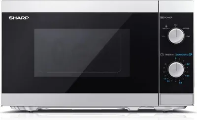 Produktbild von SHARP YC-MS01E-S Solo-Mikrowelle 20 L, 800 W MW, 5 Leistungsstufen, 25,5 cm Glasdrehteller, Silber