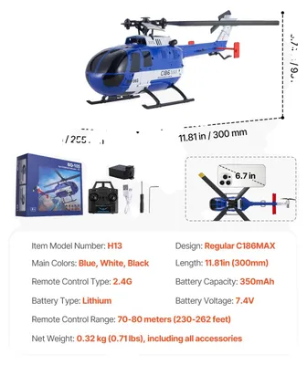 Produktbild von Hubschrauber, 6-Achsen-Gyroskop, LED-Licht, Blau