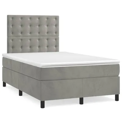 Produktbild von vidaXL Boxspringbett mit Matratze Hellgrau 120x200 cm Samt