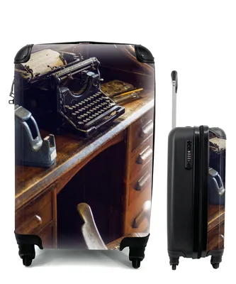 Produktbild von MuchoWow® Koffer Handgepäck Trolley Rollkoffer Kleine Reisekoffer mit 4 Rollen - Schreibmaschine - Vintage - Antike - Cabin Size < 55x40x23 cm & 55x40x20 cm - Fotokoffer - Kabinenkoffer - Boardgepäck - Reise-Box - Reisekoffer - Reisegepäck - Koffer mit Bild - Trolley für Kinder