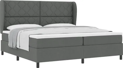 Image de vidaXL Lit boxspring avec matelas gris foncé 200 x 200 cm Tissu