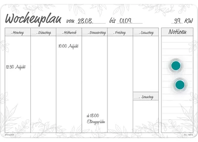 Produktbild von Eduplay Whiteboard Wochenplaner magnetisch A4 Wochenplan Multicolor