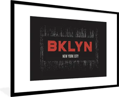 Produktbild von MuchoWow® MuchoWow® Gerahmtes Poster New York - Brooklyn - Schwarz 90x60 cm - Poster mit zchwarzem Bilderrahmen - Wanddekoration - Fotos