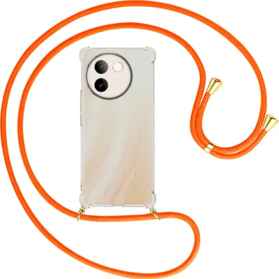 Produktbild von Handykette Backcover-Schutzhülle mit Band (Metall goldfarben) für vivo V30E 5G / V40 lite 5G - neonorange