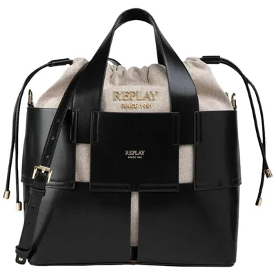 Productafbeelding van REPLAY handtas, schoudertas, zwarte kleur + accessoire + crèmekleurige kleur + Monk'R, zwart
