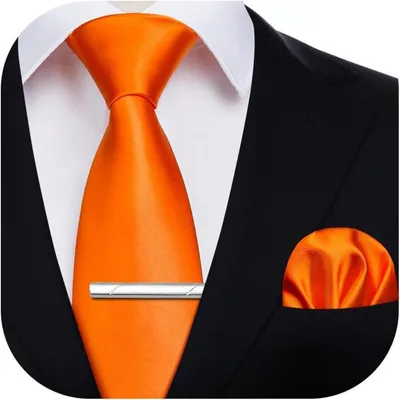 Imagen del producto de Corbata para hombre, pañuelo de bolsillo, talla única, color naranja claro
