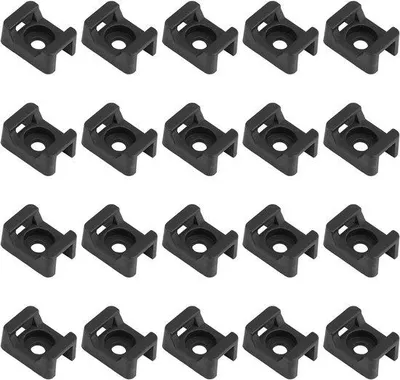 Obrázok produktu pre Čierne držiaky na káblové svorky, 200 kusov, rozmer 23 mm × 16 mm, valcovitého tvaru