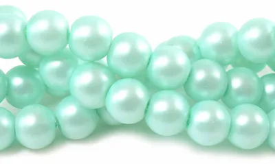 Produktbild von Vintageparts matte Glaswachsperlen türkis rund 8 mm für Ketten und Armbänder, 30 Stück