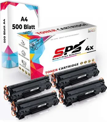 Produktbild von Druckerpapier A4 + 4x Multipack Set Kompatibel für HP LaserJet Pro MFP M 126 a (CF283A/83A) Toner Schwarz
