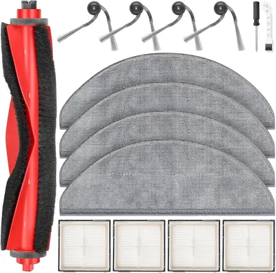 Produktbild von 15 Stück Zubehörset für Roborock Q10 X5+ / Q10 X5 Saugroboter, 1 Hauptbürste 4 Wischpad 4 HEPA Filter 4 Seitenbürste 1 Reinigungszubehör 1 Schraubendreher, Ersatzteilset für Roborock Q10 X5 / Q10 X5+