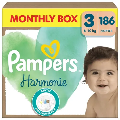 Immagine prodotto di Pannolini taglia 3, confezione da 186 pannolini per bambini da 6 a 10 kg