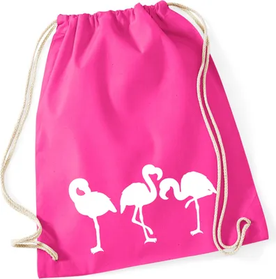 Produktbild von Huuraa Turnbeutel Flamingos Silhouette 12 Liter Fuchsia Baumwolle Rucksack Geschenkidee