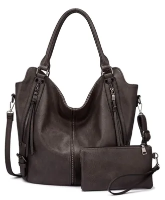 Image de Solidchoice - Ensemble de 2 grands sacs à main en simili cuir pour femmes