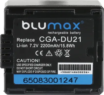 Produktbild von Blumax Akku | für Panasonic CGA-DU21 Digitalkamera | Kapazität 2200mAh  |Spannung 7,2Volt | Video- und  Kamerazubehör