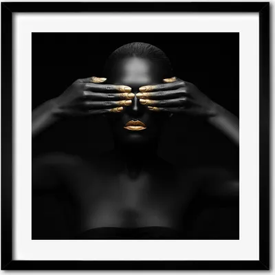 Produktbild von Bild - 50 cm x 50 cm - MDF - Rahmen, Wandkunst - Frau in Schwarz