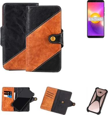 Produktbild von K-S-Trade Handyhülle Schutzhülle Bookstyle Case Wallet-Case kompatibel mit Cubot Nova Handy Cover Bumper Klapphülle schwarz hellbraun 1x