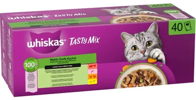 Produktbild von WHISKAS Tasty Mix Auswahl des Küchenchefs in Sauce – Nassfutter für Katzen – 40x85g