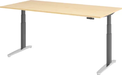 Produktbild von bümö Schreibtisch elektrisch XBHM - Nachbildung Ahorn, Größe:  200 x 100 cm, Gestell: Graphit/Alu poliert