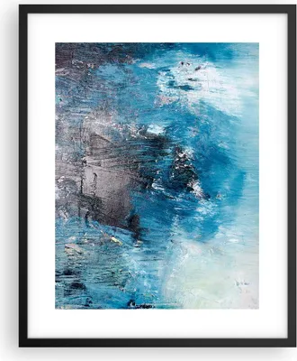Produktbild von Gerahmtes Poster - Schwarzer Rahmen - Abstraktion Blau Schwarz - 40x50 cm - Wand Bild - Wanddeko - Wandbilder - Wandposter - Bilderrahmen - Bilder - Kunstdruck - Wandbild - P2BPA40x50-4155