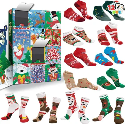 Produktbild von Joyin 2024 Weihnachts-Adventskalender: 12 Tage warme Baumwollsocken für Frauen